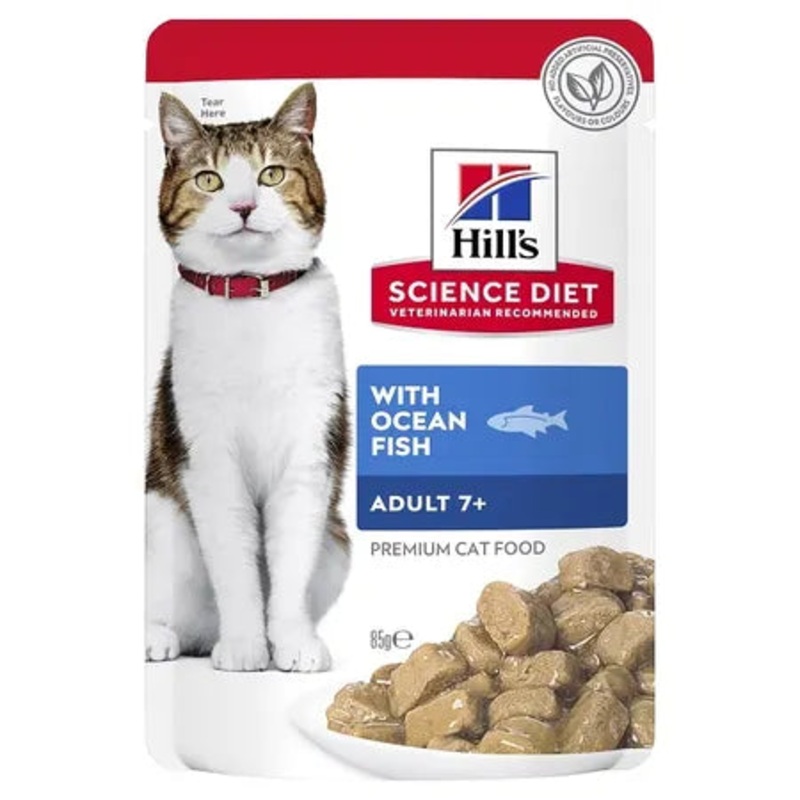 Hill’s Science Diet Adult 7+ Ocean Fish Wet Pouches Cat Food 12x85g