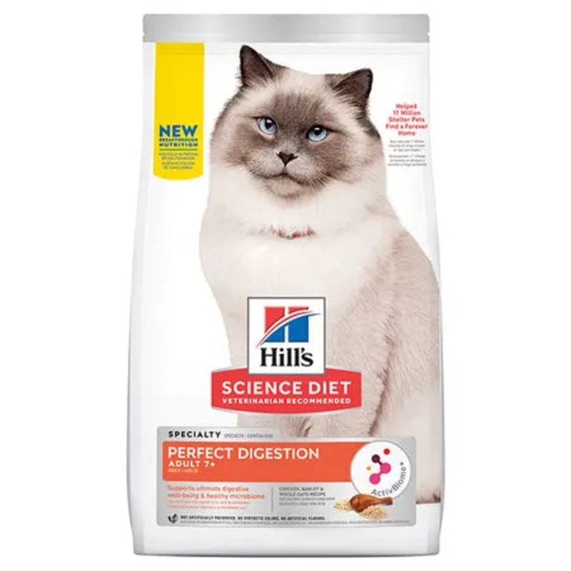 Hill’s Science Diet Adult 7+ Perfect Digestion Chicken Barley & Whole Oats Recipe Cat Dry Food 2.72kg