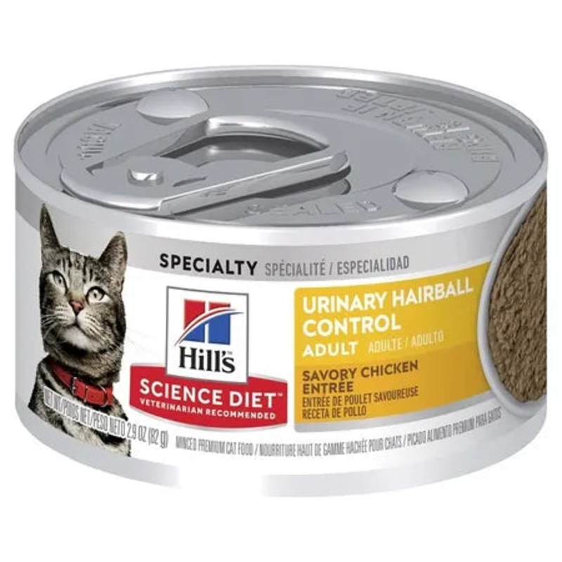 Hill’s Science Diet Adult Canned Urinary Hairball Control Savory Chicken Entree Cat Food 24x82g