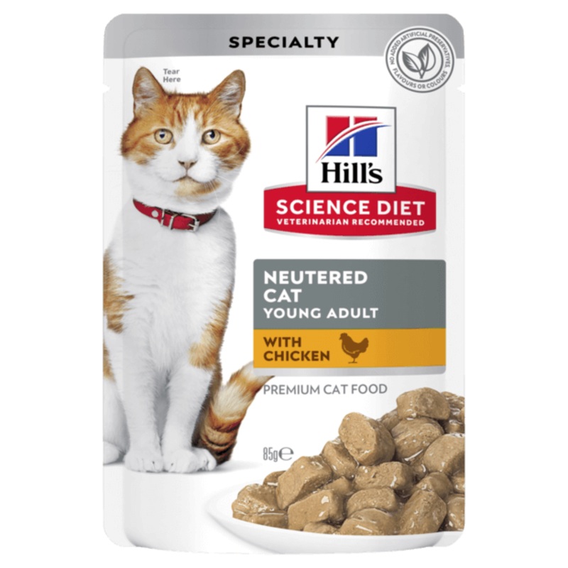 Hill’s Science Diet Adult Neutered Cat Chicken Wet Pouches 12x85g