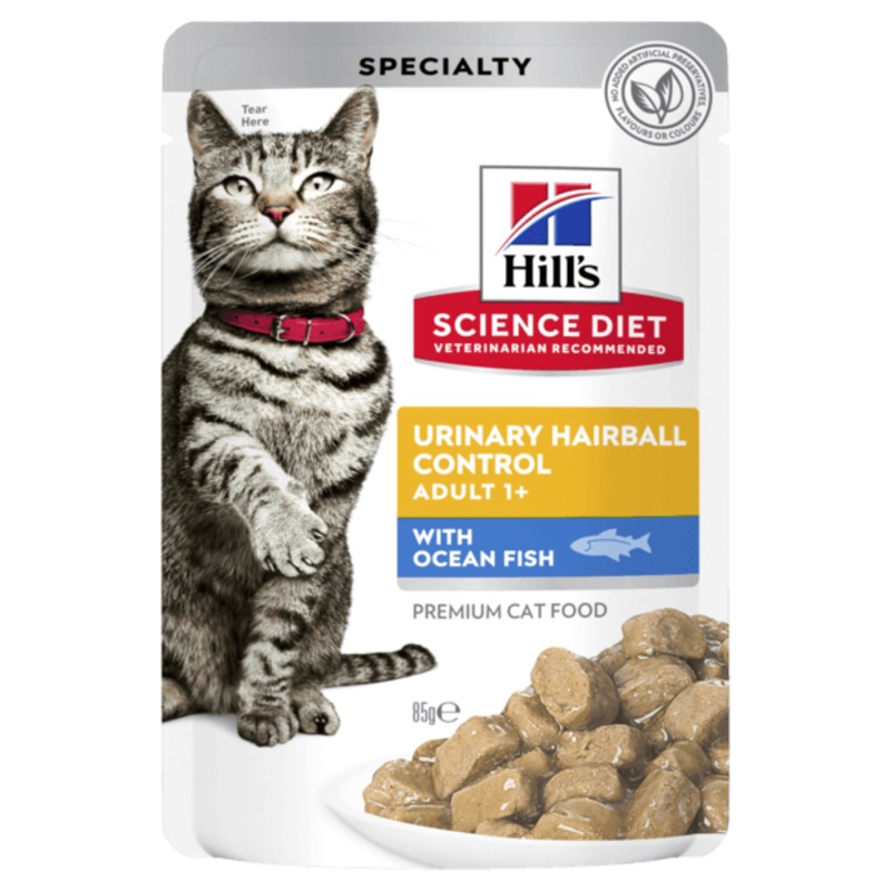 Hill’s Science Diet Adult Urinary Hairball Control Ocean Fish Wet Pouches 12x85g