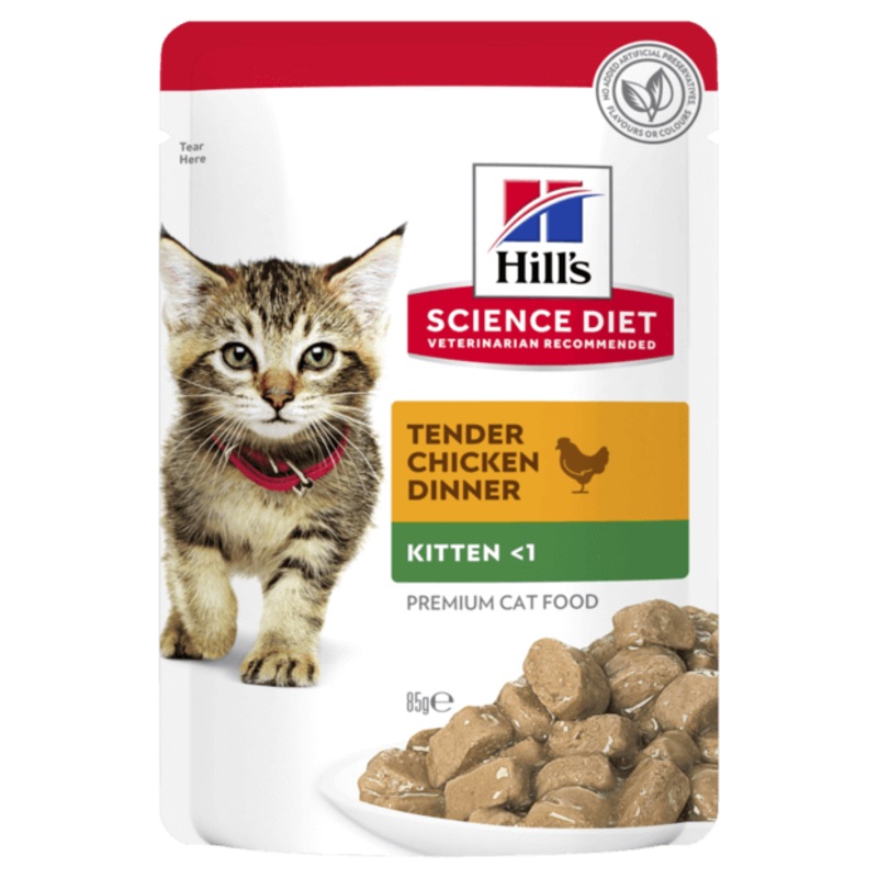 Hill’s Science Diet Kitten Tender Chicken Dinner Wet Pouches 12x85g