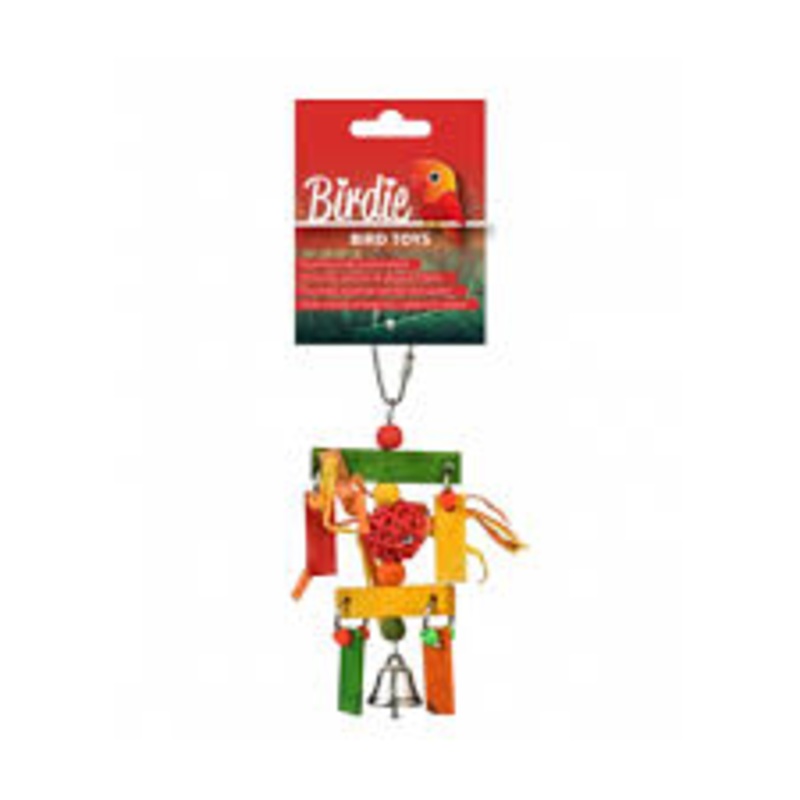 Birdie Rainbow Wicker Ball Dangler