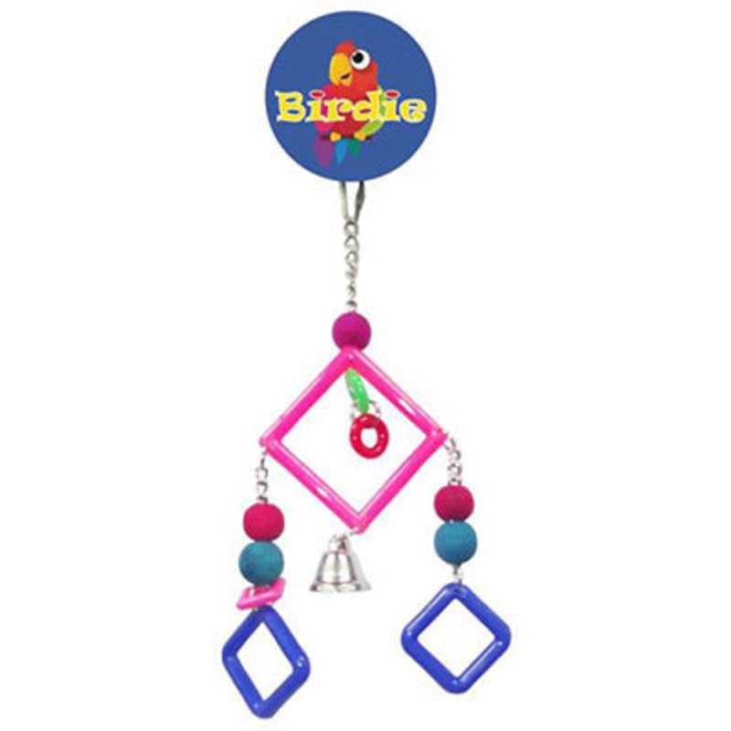 Birdie Small Plastic Squares With Beads & Bell