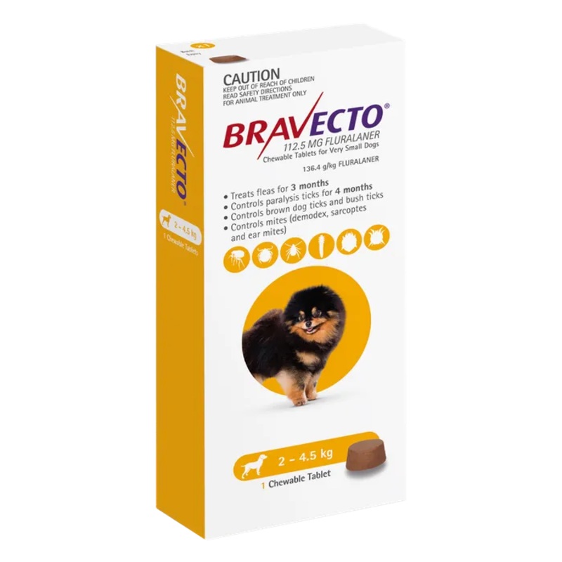 BRAVECTO Yellow for Dogs 2-4.5kgs