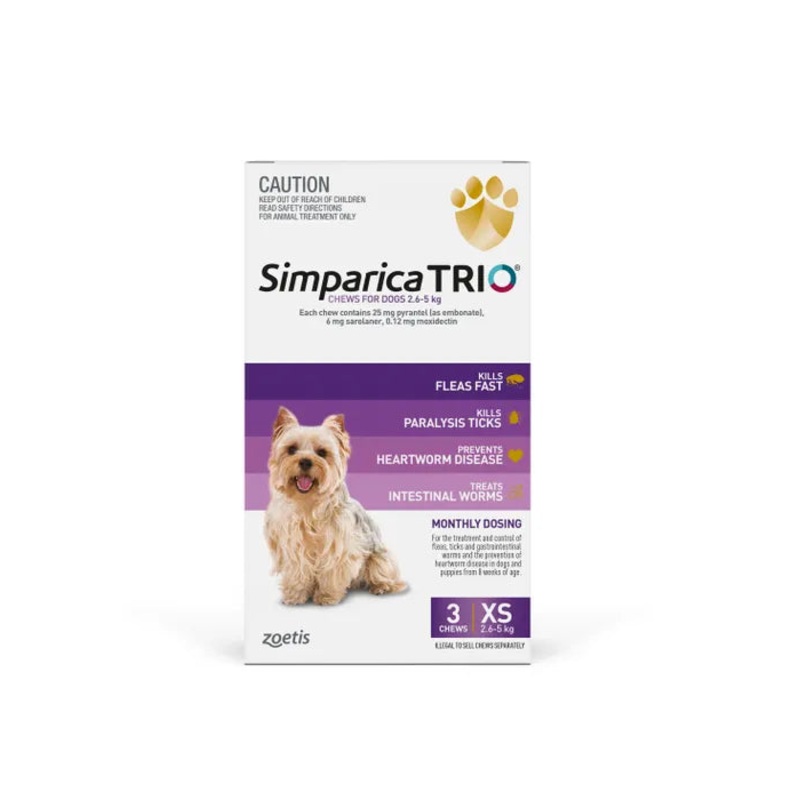 Simparica Trio Purple for Dogs 2.6-5kgs 3pk