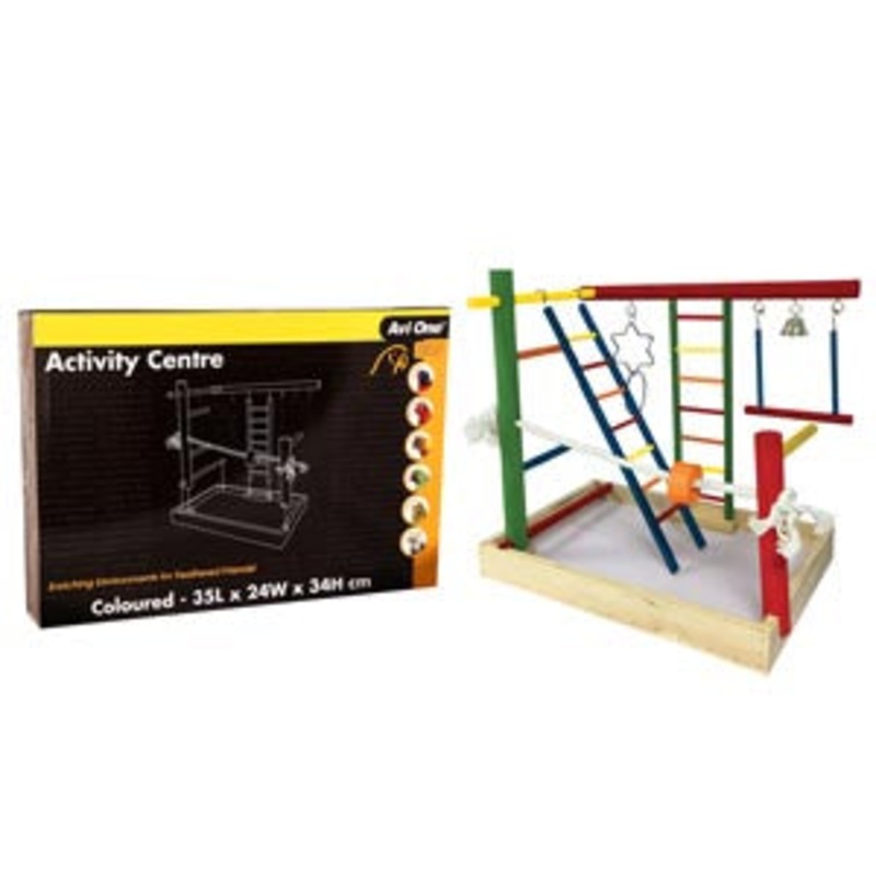 Avi One Bird Toy Activity Centre Coloured Wood