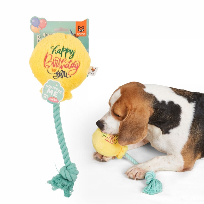 BarkButler x FOFOS Birthday Balloon Plush Dog Toy – Soft & Squeaky Toy