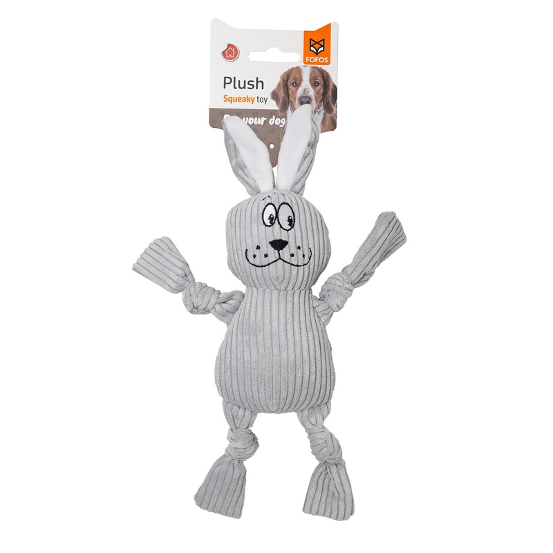 BarkButler x Fofos Fluffy Rabbit Stuffed Soft Squeaky Plush Dog Toy