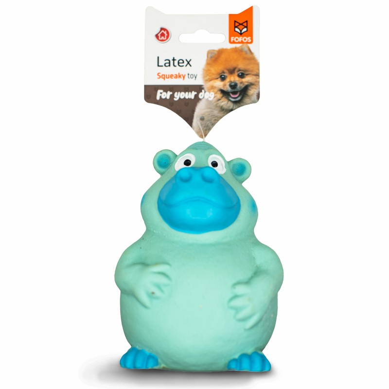 BarkButler x Fofos Latex Bi Ape Squeaky Dog Toy, Blue Small-Medium