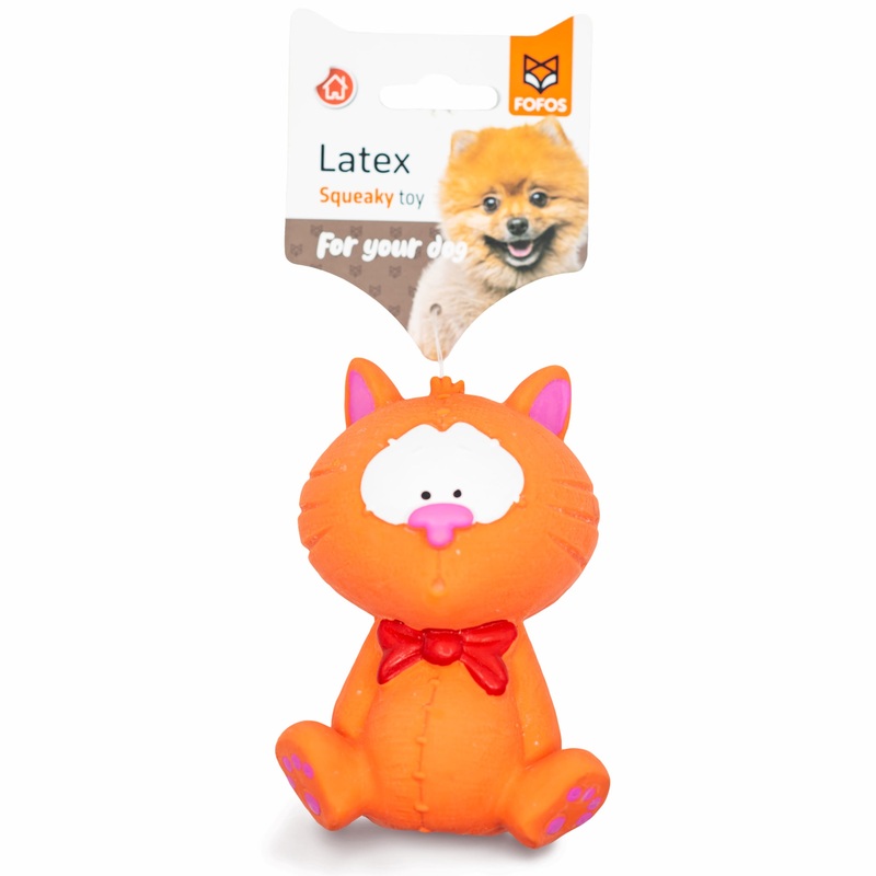 BarkButler x Fofos Latex Bi Cat Squeaky Dog Toy – S