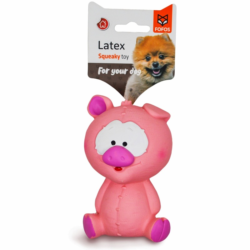 BarkButler x Fofos Latex Bi Pig Squeaky Dog Toy, Pink(S)