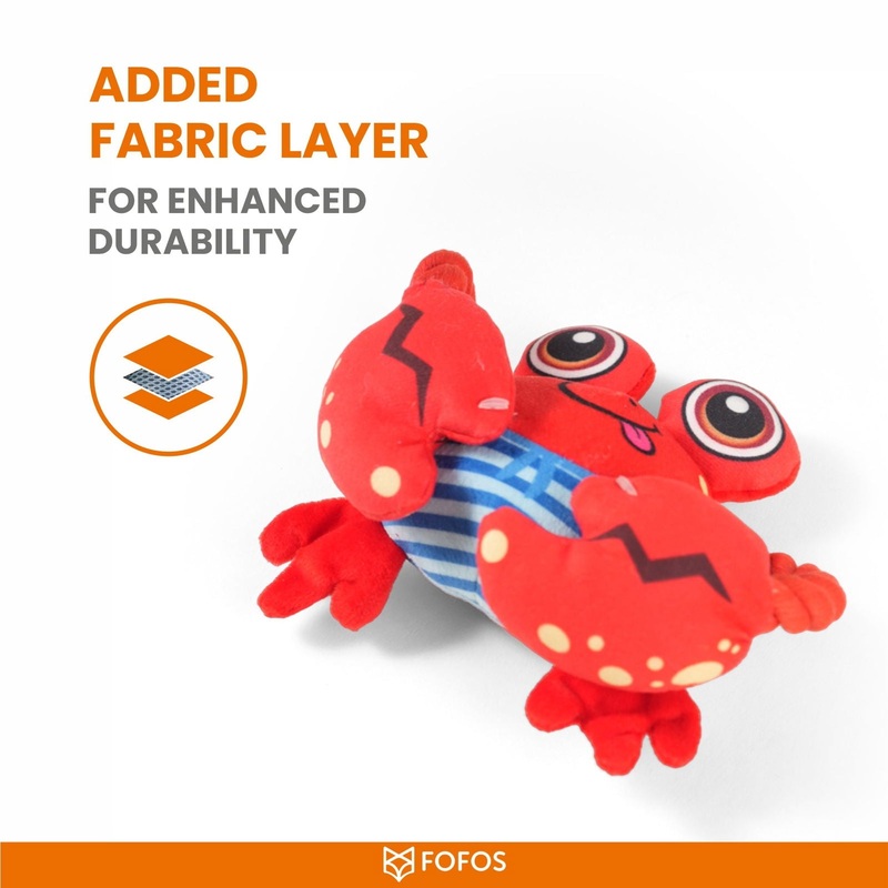 BarkButler x Fofos Sealife Crab Plush Dog Toy – Red (X-Small – Medium)