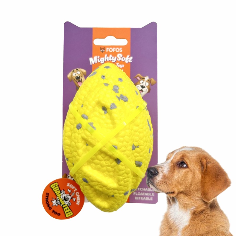 BarkButler x FOFOS Super Durable Rugby Ball Dog Toy – Yellow Toy for All Breeds