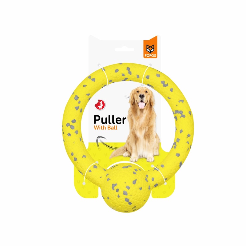 BarkButler x Fofos Super Puller Tug Dog Toy- Yellow & Grey