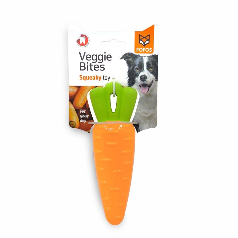 BarkButler x Fofos Vegi-Bites Carrot Loud Squeaky Dog Toy- Orange