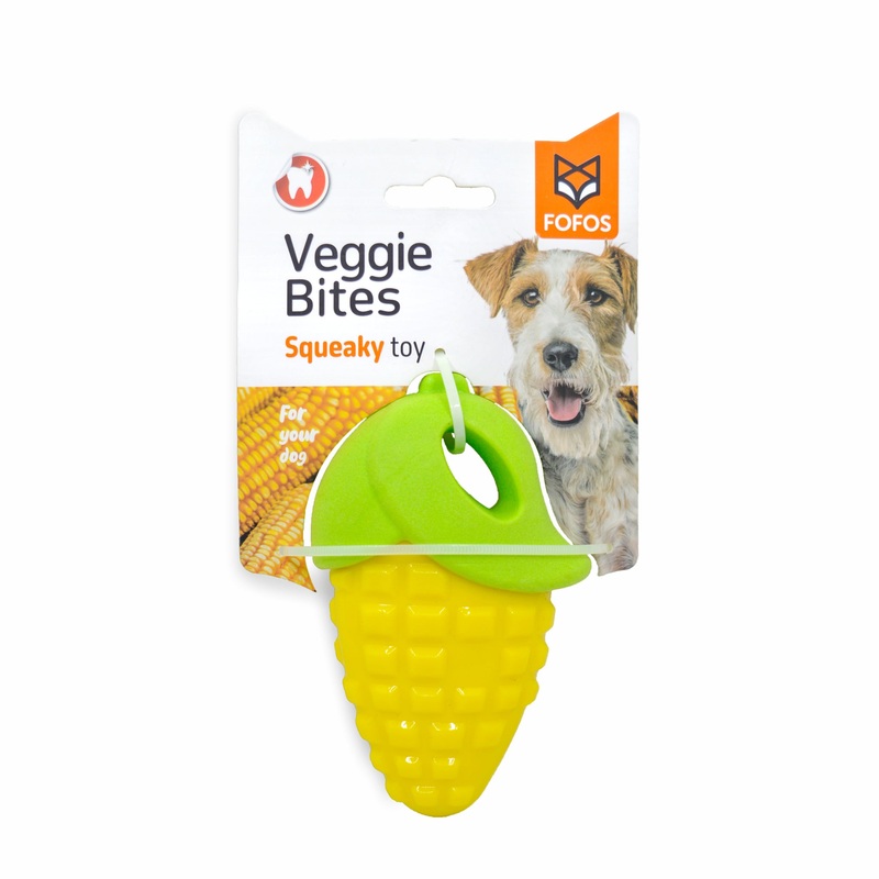 BarkButler x Fofos Vegi-Bites Corn Loud Squeaky Dog Toy