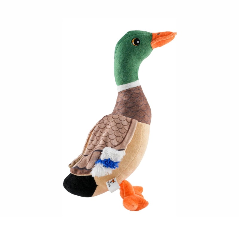 BarkButler x Fofos Wild Duck Soft Squeaky Plush Dog Toy, Brown