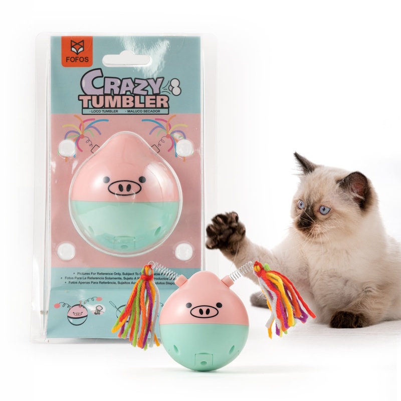 BarkButler x Fofos Electronic Cat Toys Crazy Tumbler Pig Pink Cat Toy