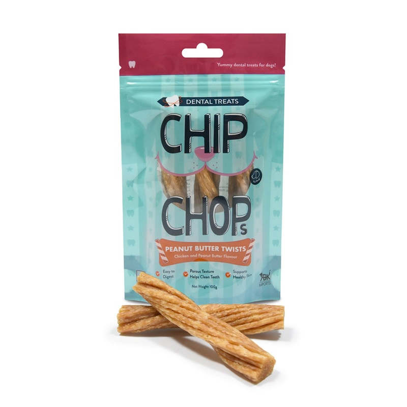 Chip Chops Dental Treats Chicken Twists With Peanut Butter 100g