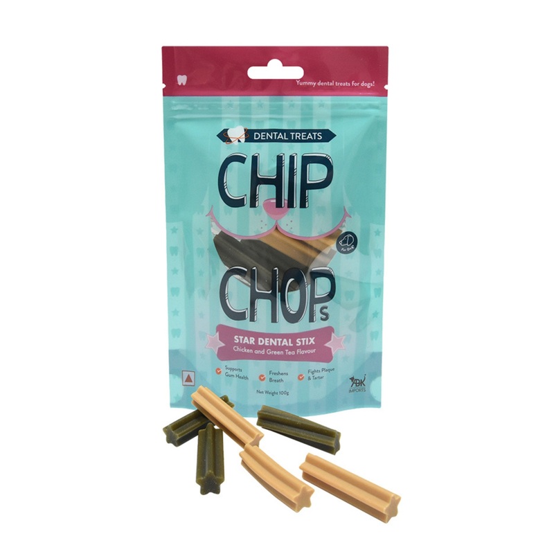 Chip Chops Treats Star Dental Stix Chicken and Green Tea Flavor 100g