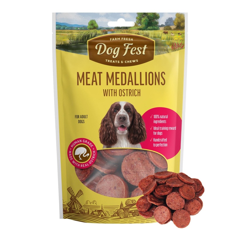 Dogfest Medallions with Ostrich – Healthy & Natural Dog Treat