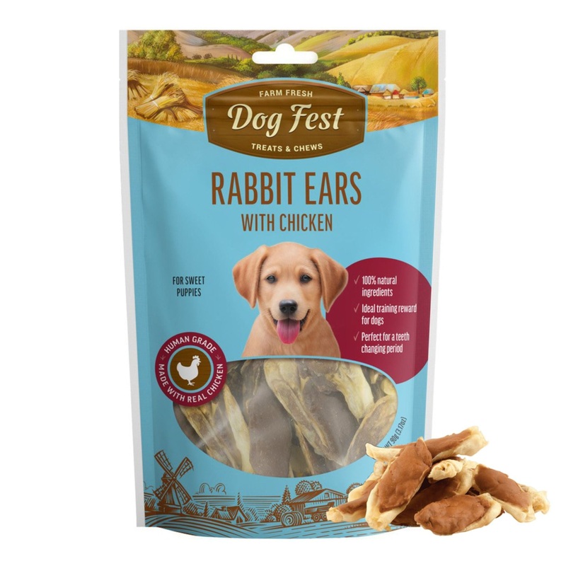 Dogfest Rabbit Ears with Chicken Puppy Treats – Healthy & Natural