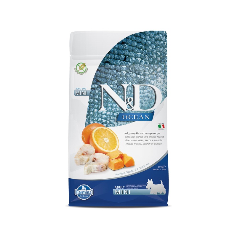 Farmina N&D Ocean Codfish, Pumpkin & Orange Recipe – Adult Mini Dry Dog Food