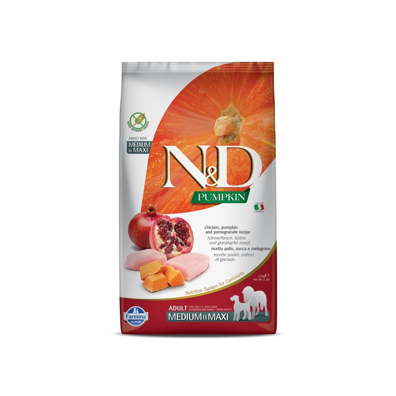 Farmina N&D Pumpkin Chicken, Pumpkin & Pomegranate – Adult Medium & Maxi Dry Dog Food