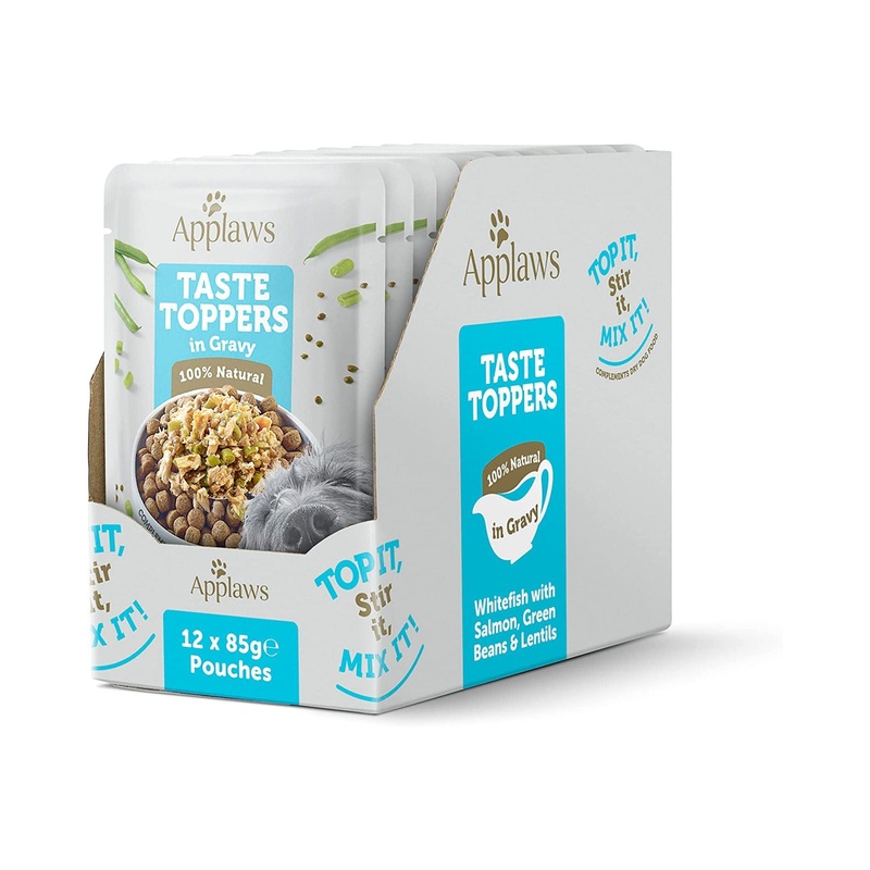 Applaws Wet Dog Food Topper White Fish With Salmon Green Beans & Lentils – 85 gm Pouch