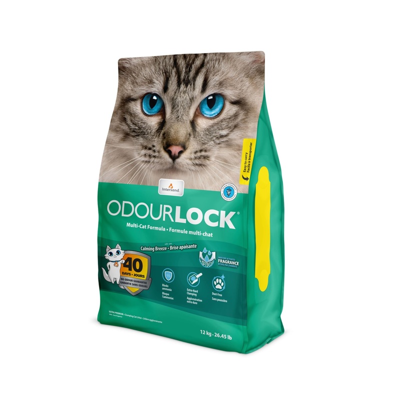 Intersand Odourlock Calming Breeze Cat Litter Moisture Activated Fragrance Block Ammonia Quick Absorption No Tracking  and Dust Free For All Breed 12 Kg