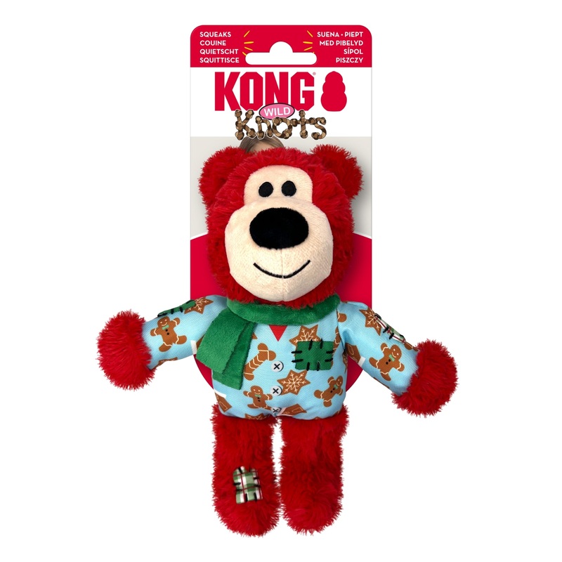 KONG Holiday Wild Knots Bear Dog Toys  Durable & Festive Fun