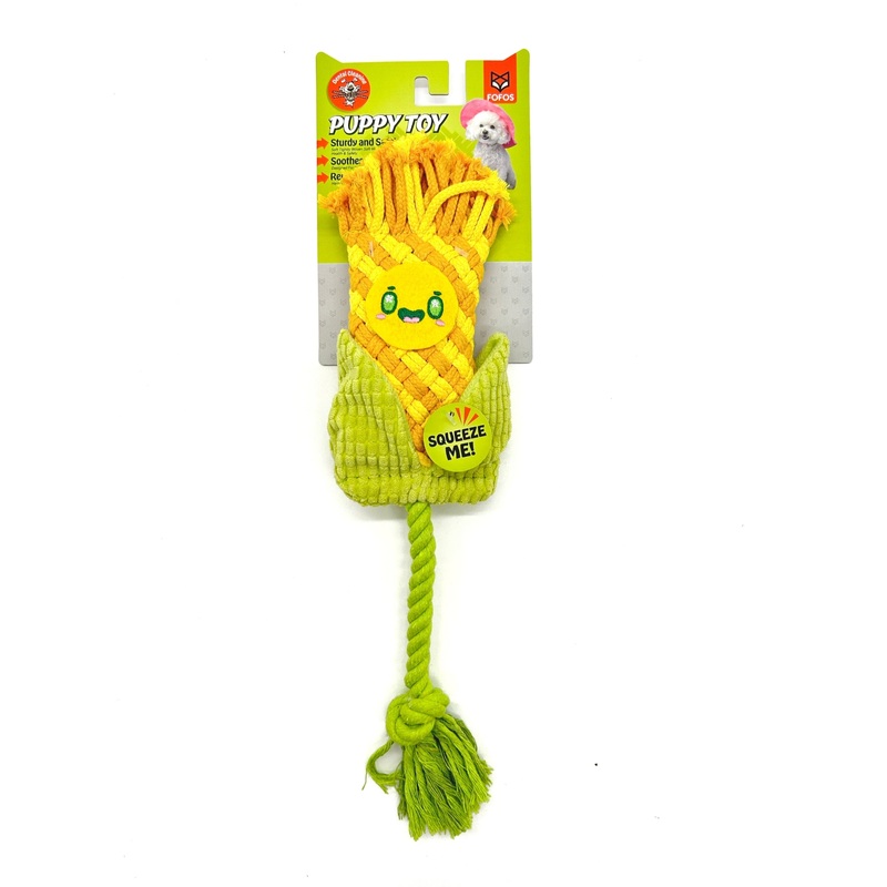 BarkButler x FOFOS Puppy Dental Rope Tug Toy – Corn Squeaky Dog Toy