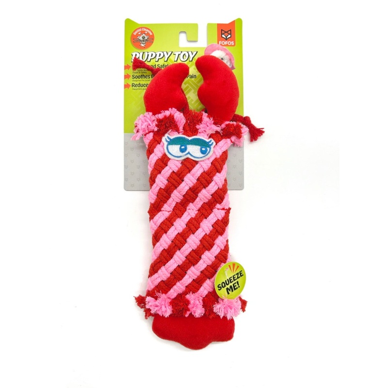 BarkButler x FOFOS Puppy Dental Rope Tug Toy – Lobster Squeaky Toy