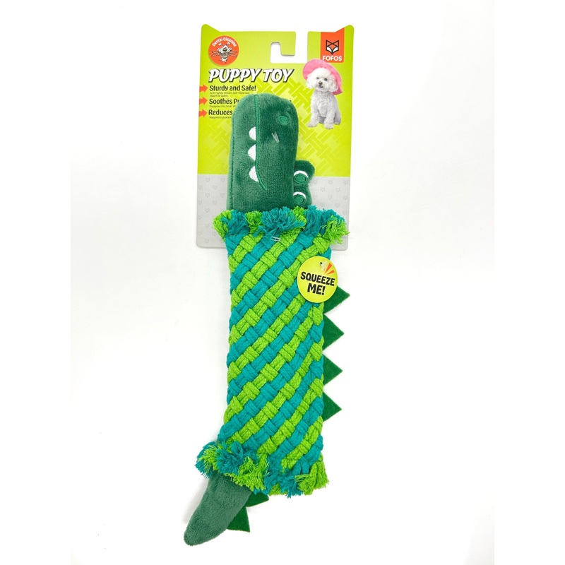 Barkbutler x FOFOS Puppy Rope Tug Toy – Crocodile Squeaky Toy
