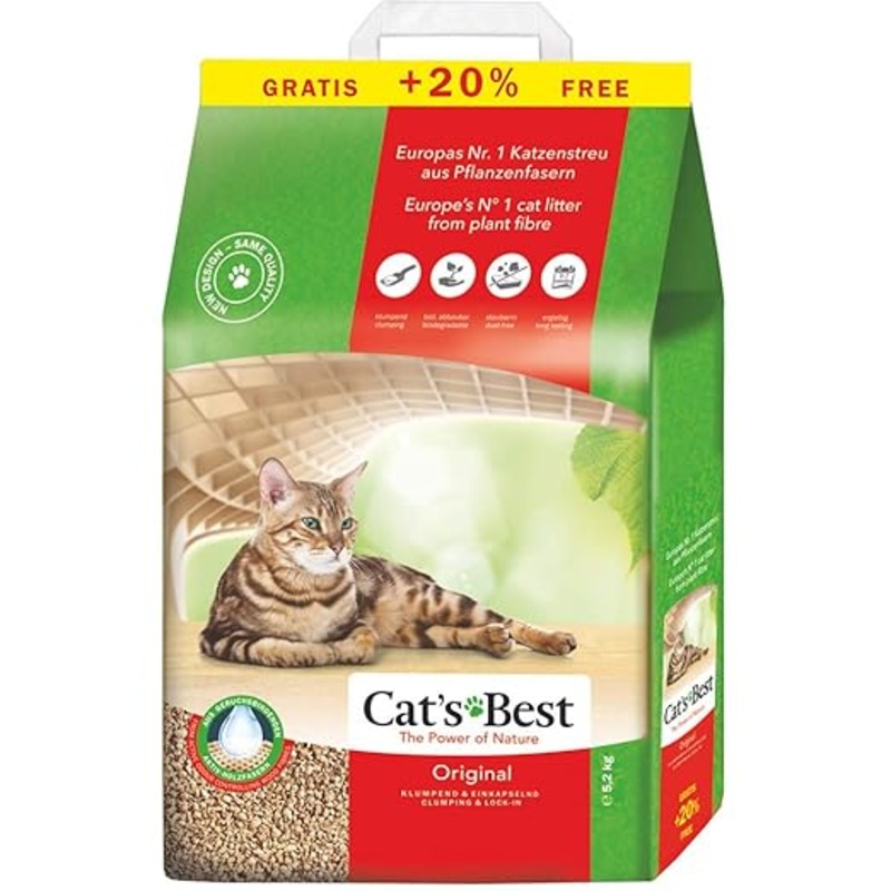 Cat’s Best OkoPlus Wood Based Clumping Cat Litter – 5.2Kg