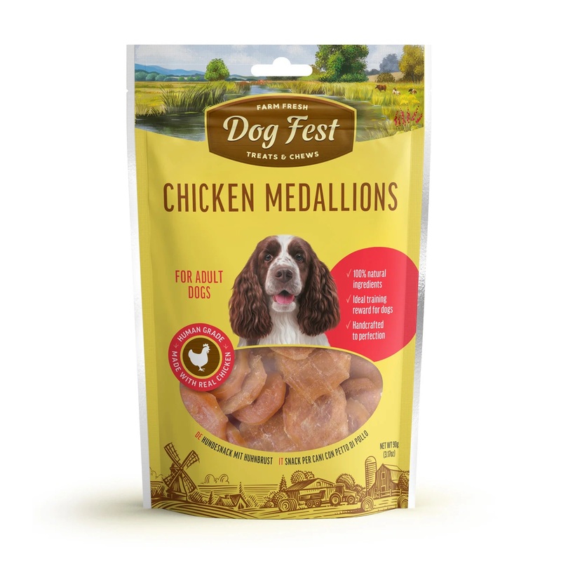 DogFest Chicken Medallions Treats – Natural, Chewy Dog Treats