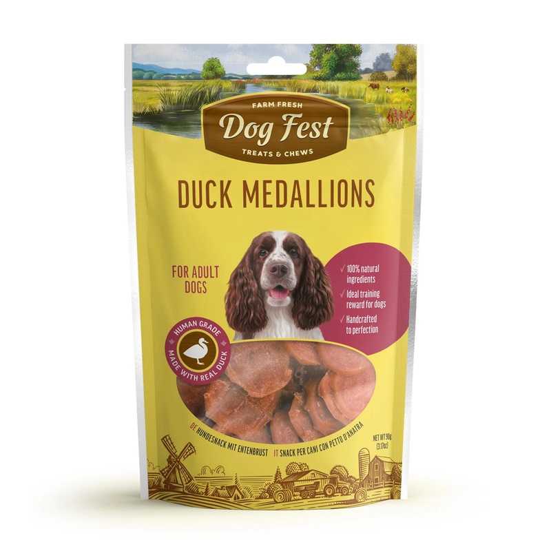 DogFest Duck Medallions Treats – Natural, Chewy Dog Treats