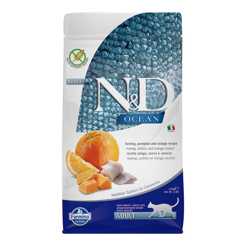 Farmina N&D Ocean Dry Cat Food – Herring, Pumpkin, & Orange – 3.3lb