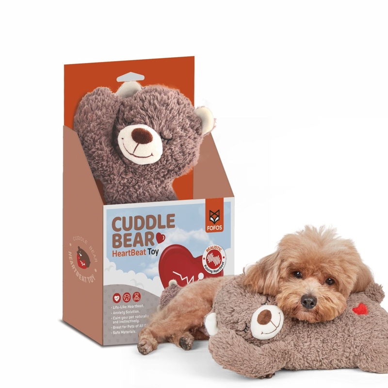 FOFOS Heartbeat Bear Plush Dog Toy  Calming & Soothing for Dogs
