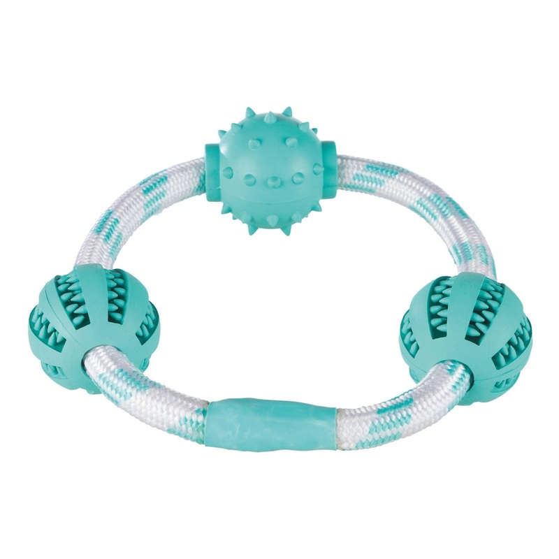Trixie Dental Fun Playing Rope Ring with Balls For Dogs