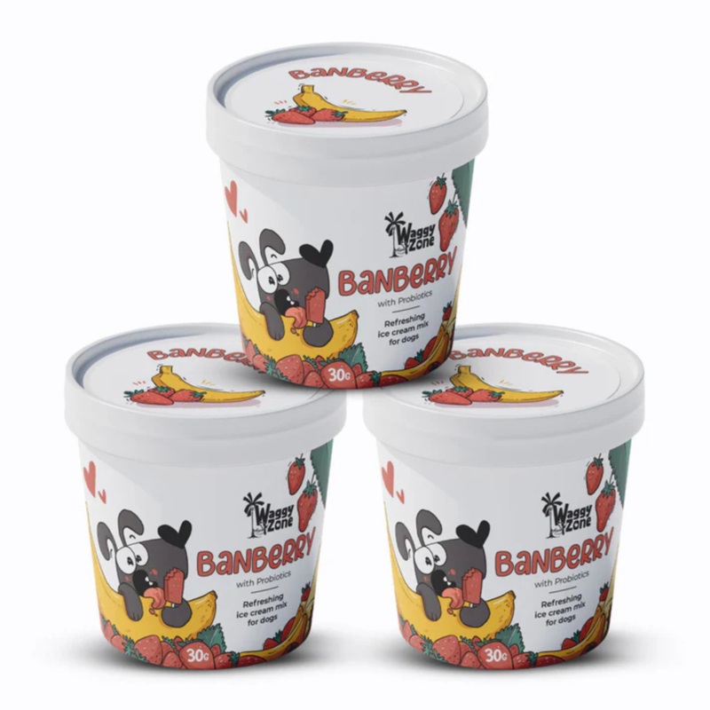 Waggy Zone Natural Dogs Ice Cream – Banberry (Pack of 3)