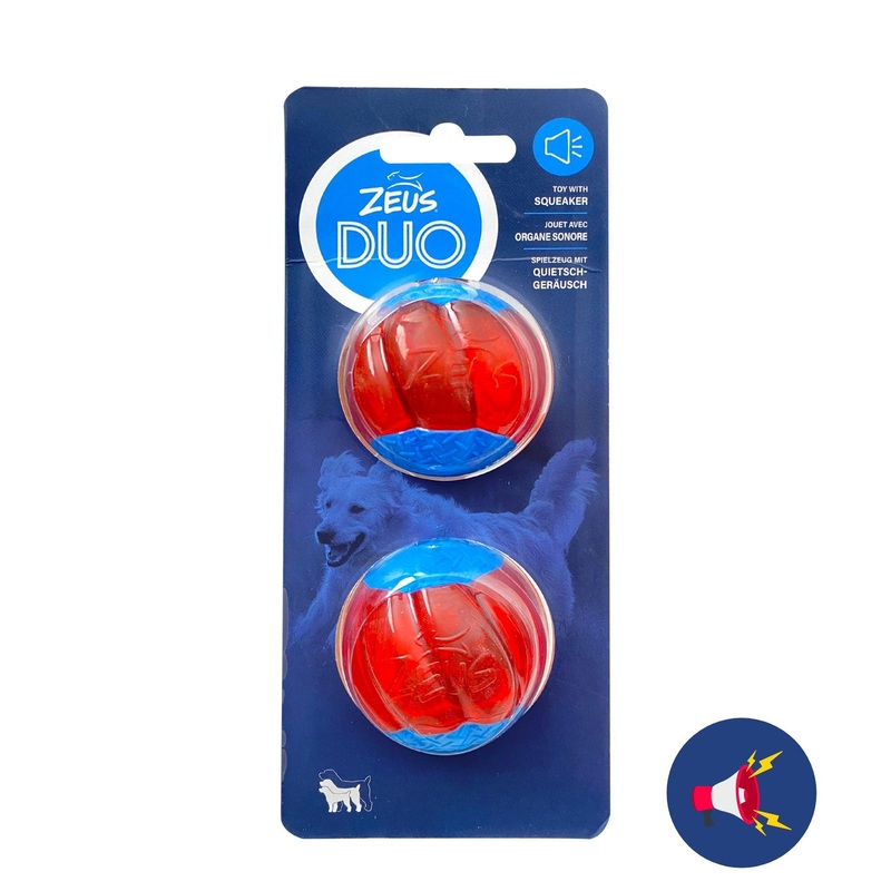 Zeus DUO Ball With Squeaker 2 pk For Dogs