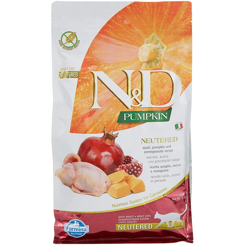 Farmina N&D Pumpkin Neutered Dry Cat Food – Pomegranate & Quail – 3.3lb