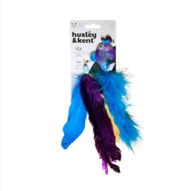 Huxley & Kent Purple Fishy Feather Teaser Wand Cat Toy Refill-2 pack