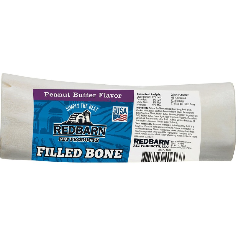 Redbarn Filled Bone Peanut Butter 6 Large Dog Treat 5oz