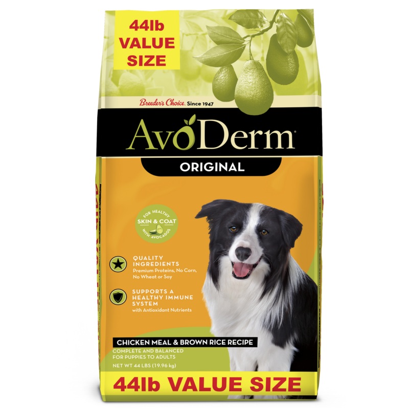 AvoDerm Natural Dry Dog Food – Chicken Meal & Brown Rice – 44lb Bag