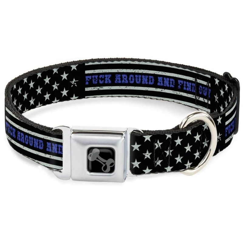 Buckle-Down Dog Collar Thin Blue Line Flag WS 13-18-1.5 Wide