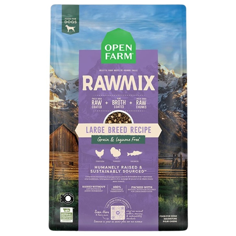 Open Farm RawMix Grain-Free Large Breed Dry Dog Food – Chicken, Turkey, & Salmon – 20lb Bag
