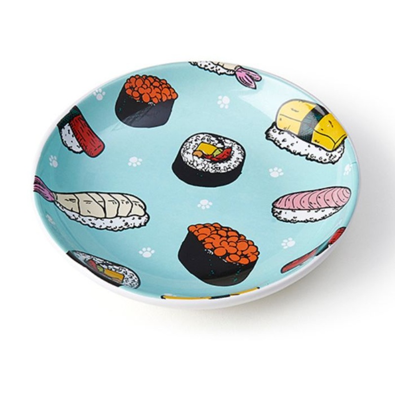 PetRageous Designs Sushi 5 Saucer Teal White 2.5oz